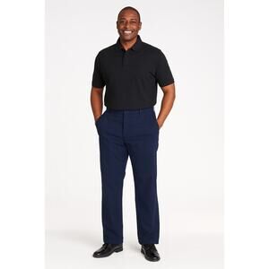 Coastaoro Men's Navy Chino Pants Size 34 Flat Front Casual Dress Slacks
